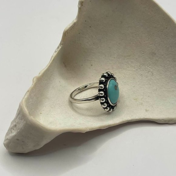 James Avery Retired Design Large Oval Turquoise Santorini Silver Ring - Picture 10 of 16
